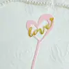 Amor Transfronteiriço Dia dos Namorados Decoração de Bolo em Acrílico Dia dos Namorados Amor Camada Dupla Inserção de Bolo em Acrílico Bolo