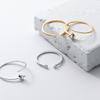 Anel aberto de diamante simples de prata esterlina Nalan 925 doce mini linha anel comum ajustável R00008