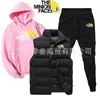 Moda Americana Casual Conjunto de Três Peças: Colete, Moletom de Algodão e Calça de Moletom Outono e Inverno Europeu e Americano Veludo Estampado Roupa Esportiva