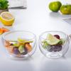 Tigela transparente para salada de frutas, feita de vidro borossilicato de alta qualidade e resistente ao calor. Ideal para uso doméstico, perfeita para o café da manhã. Possui duas camadas e é ideal para diversas ocasiões.