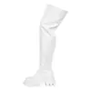 Botas Largas de Estilo Europeo y Americano para Comercio Exterior, Punta Redonda, Impermeables, Plataforma, Tacón Grueso, Hasta la Rodilla, para Mujer, Color Plateado, Talla Grande, de Tubo Alto Transfronterizas, Hasta el Muslo, de Moda
