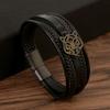 Pulsera Europea y Americana Transfronteriza Más Vendida Geométrica de Tigre Accesorios Acero Inoxidable Pulsera para Hombre Cuero Tejido a Mano Aleación Hebilla Pulsera
