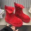 Botas de moda vermelhas com bico largo para mulheres, novo modelo de primavera 2026, botas curtas Birkenstock de sola grossa de uso duplo, botas de motocicleta retro de cano curto