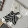 Calcetines de Estudiante de Estilo Japonés a Cuadros Retro Grises Blancos y Negros Calcetines de Media Caña para Mujer Primavera y Otoño Personalizados Gatito Dibujos Animados Calcetines de Algodón Tubo Largo