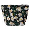 Bolsa de Maquillaje Transfronteriza Estilo Nuevo Estilo Ins, Neceser de Lona de Gran Capacidad, Bolsa de Almacenamiento Portátil de Viaje con Bordado de Margaritas Pequeñas