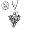 Collar para Hombre Gama Alta Retro Hip-Hop Camiseta Diseño Versátil Nicho Acero de Titanio Colgante de Elefante Accesorios Personalizados para Hombre
