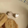 Brincos de Concha Natural em Formato de Coração da Moda para Mulheres, Joias Transfronteiriças, Brincos de Coração com Pérolas e Strass, Acessórios da Moda