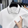 Camiseta Gola V Manga Curta Seagull para Homens 2025 Nova Camisa Polo Waffle Seda de Gelo para Homens Cor Lisa Verão Casual Top Tendência