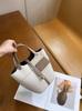 2024 Nova Bolsa Cesta de Vegetais em Lona e Couro com Bolso com Fecho Porta-Moedas Moda Casual Portátil Pequena Bolsa de Lona