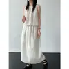 Conjunto de top sin mangas y falda casual y relajado estilo francés para mujer, estilo fino de verano, elegante y rejuvenecedor, adecuado para ir al trabajo, conjunto de dos piezas