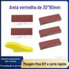 Venda Quente Transfronteiriça 30x90mm Areia Vermelha Feito à Mão DIY Lixa para Polimento de Móveis Lixa Quadrada Lixa Flocked