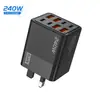 Cargador brillante de 240W 4USB+4PD cabezal de carga para teléfono móvil multipuerto adaptador de corriente 5V2A12W venta al por mayor