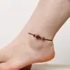 Pulsera de Calabaza de Cinabrio Tejida a Mano Tobillera Ajustable Protección del Año Zodiacal Buena Suerte Pulsera de Cuerda Roja para Pareja