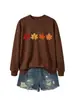 Amazon Wish sitio independiente casual, cómoda, a la moda para mujer, arce de cuatro hojas, otoño e invierno, nueva sudadera de cuello redondo y manga larga