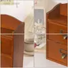 Caixa organizadora de gaveta de mesa separada multicamadas para escritório caixa pequena estudante retrô suporte de armazenamento de madeira maciça