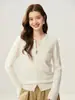 2025 Novo Cardigã Slim de Tricô de Caxemira com Zíper Feminino Gola Redonda Temperamento Manga Raglan Elegante Manga Longa Roupa Exterior