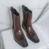 Coleção nova de outono e inverno transfronteiriça: Botas masculinas estilo western, botas Chelsea de moda europeias e americanas com bico fino, botas curtas Martin plus size para homens