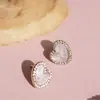 Brincos de Concha Natural em Formato de Coração da Moda para Mulheres, Joias Transfronteiriças, Brincos de Coração com Pérolas e Strass, Acessórios da Moda