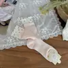 Meias de Renda Floral para Mulheres, Meias de Cano Médio, Meias Finas de Algodão para o Verão, Meias Largas Respiráveis de Malha Estilo Japonês