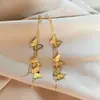 Pendientes de mariposa con textura de moda de aguja de plata S952 transfronterizos europeos y americanos para mujer, pendientes largos elegantes con borlas, de moda