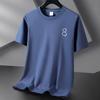 Camiseta de manga corta de algodón grueso de 220 g para hombre y mujer, de verano, holgada, de media manga, de talla grande, moderna, informal, con cuello redondo para estudiantes.