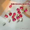 Pedras de Strass para Nail Art Cor Vermelho Rosa, Estrelas-do-mar Pontiagudas Brilhantes Cor Ameixa Vermelha, Flor de Ameixa, Strass em Formato de Bala de Gelo, Decorações Mistas para Unhas Atacado