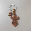 Llavero de Madera de Durazno con Diseño de Texto Creativo, Colgante para Llavero de Coche, Accesorio Portátil Unisex