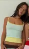 Conjunto de Falda Larga de Cola de Pez con Panel de Color Macarrón Fresco Americano, Tirantes Finos de Espagueti, Estilo Hot Girl Resort, Parcheado, Venta al por Mayor
