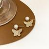 Aretes Simples de Mariposa y Perla Otoño e Invierno Nueva Moda Elegantes Aretes de Alta Gama Corea del Sur Exquisitos Aretes Combinables para Mujer