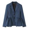 Amazon 2025 Outono Nova Moda Terno Listrado Elegante para o Trabalho Azul Feminino Plus Size Estilo Europeu e Americano