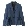 Exportação Transfronteiriça Roupas Femininas Outono 2025 Estilo Europeu e Americano Bainha de Florzinha Fofa Blazer de Terno com Listras Verticais para Mulheres B129624