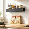 Prateleira de cozinha magnética sem furos, prateleira de banheiro de montagem na parede, rack de armazenamento de banheiro de painel plano em aço carbono