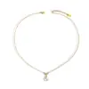 Collar de Corazón Dorado con Diamante y Perla Estilo Maillard Otoño e Invierno Lujo Accesible Cadena para Clavícula Estilo Ins de Gama Alta