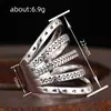 Anel de Metal Galvanizado Dropshipping Cao Shi para Mulheres, Anel Geométrico Multicamadas com Efeito Envelhecido, Anel Único da Moda de Nicho