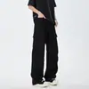 Pantalones de trabajo ABFR color blanquecino, pantalones rectos plisados de verano estilo retro americano, pantalones cargo funcionales de corte limpio para hombre