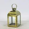 Lampião de Vento Estilo Europeu Suporte de Vela de Aço Inoxidável Lanterna de Vidro Dourada Lâmpada à Prova de Vento Lâmpada de Manteiga para Exterior Ornamento de Decoração