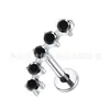 Pendientes Curvos de Titanio F136 Incrustados con Circonita Clavos para Hélice de Oreja Aleación de Titanio G23 Aleación de Cobre Cobre Ecológico Reemplazo Plano de Diamantes Pendientes