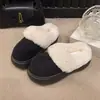 Pantuflas simples, cerradas, peludas para mujer, nuevo estilo otoño/invierno 2025, de suela gruesa, que aumentan la altura, antideslizantes, cálidas y adecuadas para usar en interiores y exteriores