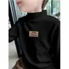 Camisetas Térmicas Gruesas de Manga Larga Cepillada con Cuello Semi-Alto para Niños y Adolescentes para Otoño e Invierno