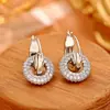 Brincos de Metal com Zircônia Estilo Minimalista Europeu e Americano Design de Nicho Ear Cuffs de Duas Vias Moda Personalidade Brincos Simples para Mulheres
