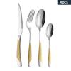 Juego de Cubiertos de Acero Inoxidable Transfronterizo, Juego de Cubiertos Corte Estrella Diamante, Cuchillo, Tenedor, Cuchara, Mango Chapado en Oro, Caja de Regalo, Juego de Cuatro Piezas para Comida Occidental y Postres