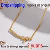 Colar de arco de sorriso de diamante de ouro de areia vietnamita temperamento feminino corrente de clavícula de borboleta simples de alta qualidade não desbota