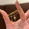 Pulseira de Contas Cruzadas Estilo Coreano Ins para Mulheres, Joia Empilhável de Camada Dupla de Nicho, Acessório Versátil de Moda Elegante de Luxo Leve