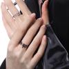 Anel Estrela Design de Nicho Diamante Preto e Branco Anel Escuro de Dedo Casal Alto Senso