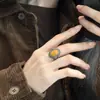 Anillo viejo de plata S925 con forma de huevo, patrón incrustado de cera de abeja, estilo Joker retro, estilo nacional, nuevo chino J12809
