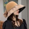 Sombrero de Mujer Verano Ala Ancha Pegamento Negro Sombrero de Pescador Lazo Sombrero para el Sol Cubre Cara Bolsa de Almacenamiento Sombrero Protector Solar