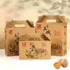 Caja de Empaque Vacía para Huevos de Gallina Libres Ricos en Selenio y Huevos de Ganso Caja Vacía Caja de Regalo de Papel Kraft con Asa Impresa Personalizada a Color