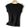 Top de punto de manga corta de una sola pieza sin costuras de lana Yangzi hilada fina de 60 hilos, camisa base versátil de alta gama ajustada para mujer, primavera y otoño