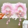 Faixa de cabelo feminina infantil Headdress Hanfu Flor de cabelo para coque Cordão de cabelo Cabeça de bola Elástico de cabelo Acessórios de cabelo para apresentação de menina Headdress