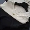 Chaleco de Punto Elegante sin Mangas de Cuello Redondo Hueco de Cáñamo de Alta Calidad Estilo Old Money Francés para Mujer